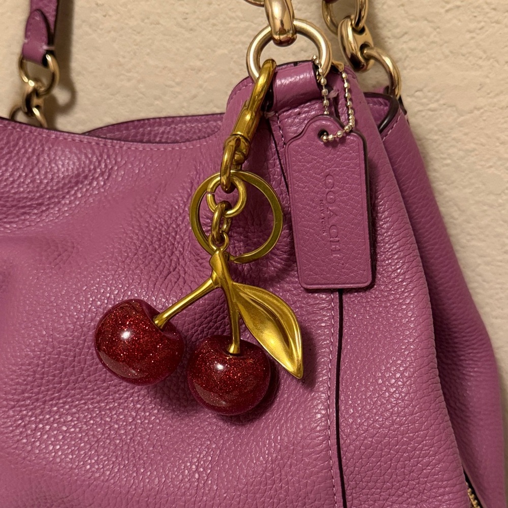 Coach Cherry Charm Magenta Shoulder Bag - Picture 4 of 7